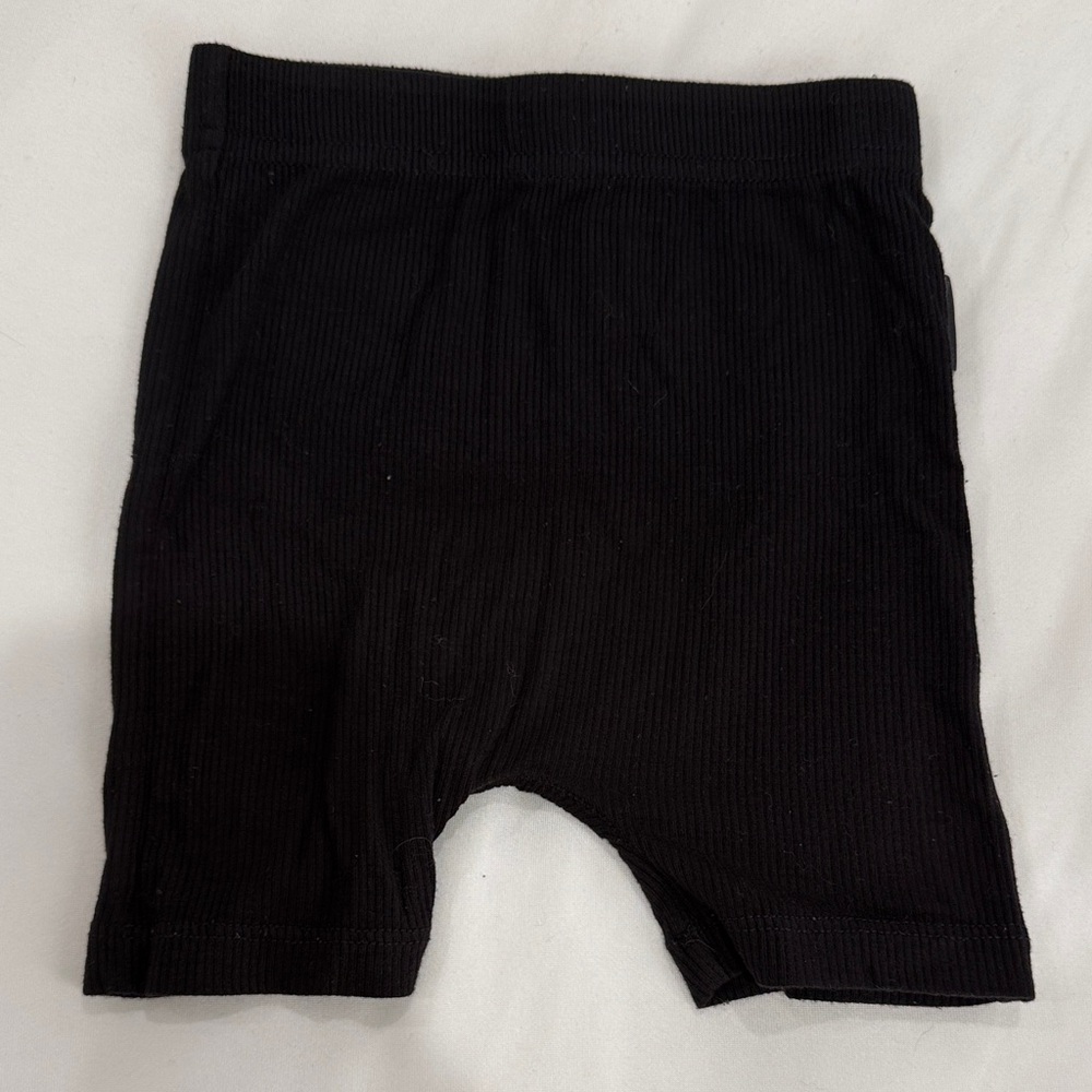 Kids Black Ribbed Stretch Pull-On Shorts